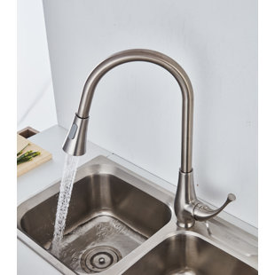 KDK HOME Pull Out Single Handle Kitchen Faucet with Swiveling Spout and Dual Function Spray Head