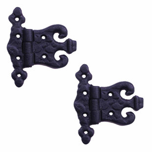 THE RENOVATORS SUPPLY INC. Black T Strap Door Hinge 4.5" L Wrought Iron Flush Mount with Screws (Set of 2)