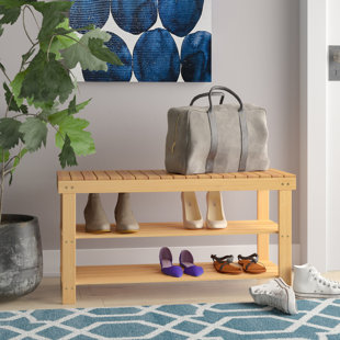 REBRILLIANT 2-Tier Shoe Storage Rack - Bench with Seat and Bottom Shelf for Footwear Organization