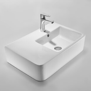 KDK HOME 15.75'' White Vitreous China Rectangular Bathroom Sink with Overflow