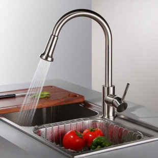 KDK HOME Pull Out Single Handle Kitchen Faucet with Swiveling Spout and Dual Function Spray Head