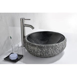 ANZZI Dragons 16.5'' Mandy Black Stone Circular Bathroom Sink