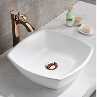 ANZZI Deux Series 16.5'' White Vitreous China Square Bathroom Sink