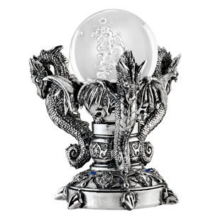 DESIGN TOSCANO Dragons of Corfu Castle Mystic Glass Globe