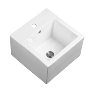 KDK HOME 15.75'' White Ceramic Square Vessel Bathroom Sink