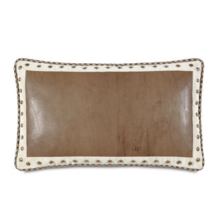 EASTERN ACCENTS Aiden Dorian Saddle Border Faux Leather Pillow Cover & Insert