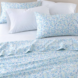 LAURA ASHLEY Marissa 200 Thread Count Floral 100% Cotton Percale Sheet Set