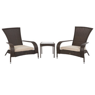 PATIOSENSE Duplex Patio Sense Coconino Wicker Conversation Set, Durable Adirondack Style Chairs Includes Khaki Cushions - Mocha