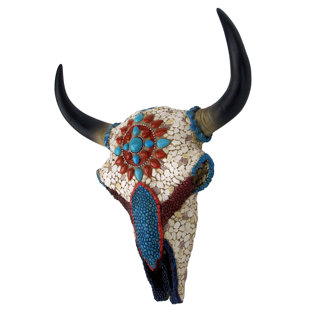 DESIGN TOSCANO Mystic Plains Warrior Cow Skull Wall Sculpture