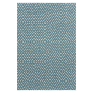 DASH AND ALBERT RUGS Diamond Slate/Light Blue Handwoven Indoor/Outdoor Rug