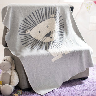 THREE POSTS™ BABY & KIDS Monserrat Grey 100% Cotton Baby Blanket