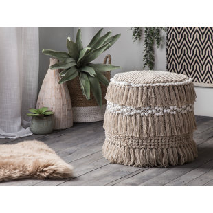 LATITUDE VIVE Genaro 44cm Wide Round Solid Colour Pouffe Ottoman
