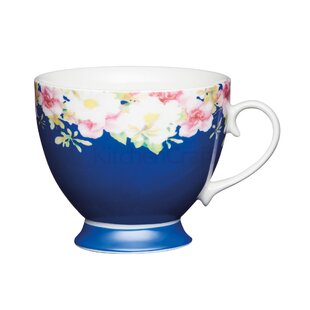 KITCHENCRAFT Blue Floral Bone China Cup (Set of 4)