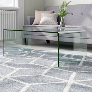 HASHTAG HOME Aleyna Curved Clear Glass Coffee Table