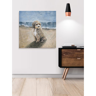 HIGHLAND DUNES 'Dog by the Beach' by Parvez Taj Painting Print on Wrapped Canvas