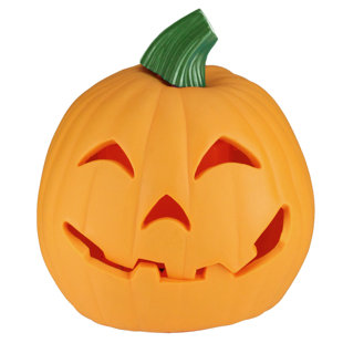 NORTHLIGHT SEASONAL 9.75" Orange and Green Animated Double-Sided Pumpkin Halloween Decor