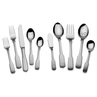 TOWLE SILVERSMITHS Towle Hammersmith 45-Piece 18/10 Stainless Steel Flatware Set, Service for 8