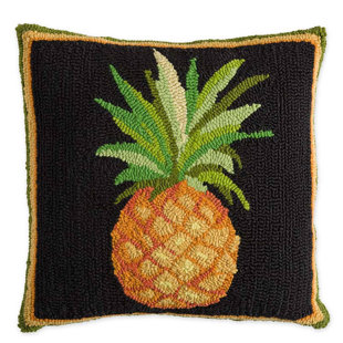 PLOW & HEARTH Pineapple Hooked Indoor/Outdoor Throw Pillow