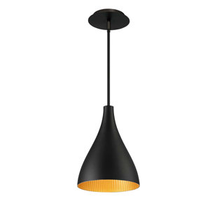 DWELED Copa 1 - Light Gold Ribbed LED Single Pendant