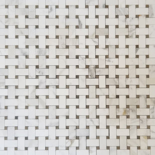 LA MAISON EN PIERRE 1.38" x 2" Marble Basketweave Mosaic Wall & Floor Tile