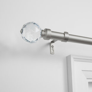AMALGAMATED TEXTILES Crystal Ball Outdoor Adjustable 66" to 120" 1" Single Curtain Rod