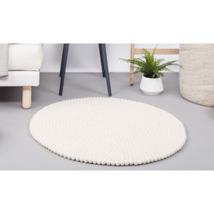 MYFELT Round Solid Colour Wool Hand Woven Area Rug