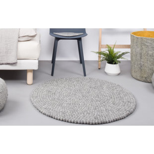MYFELT Round Solid Colour Wool Hand Woven Area Rug