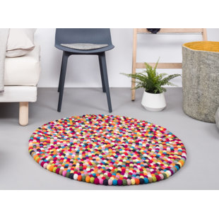 MYFELT Round Lotte Geometric Wool Hand Woven Area Rug