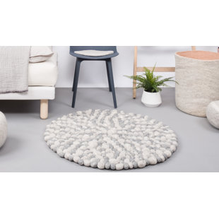 MYFELT Round Ernie Geometric Hand Woven Grey/Brown/Blue Area Rug