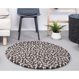 MYFELT Round Geometric Wool Hand Woven Area Rug