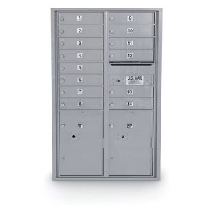 POSTAL PRODUCTS UNLIMITED, INC. Standard 14 Door 4C Horizontal Multi-Unit Mailbox with 2 Parcel Lockers
