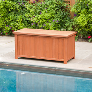 Leisure Season 50'' W 67 Gallons Water Resistant Solid Wood Solid Wood Harvested From The Cypress Tree Family With Decay Resistance Similar To Western Red Cedar Deck Box in Medium Brown