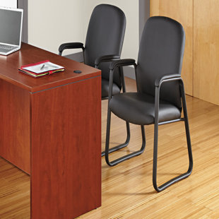 ALERA® Genaro Series Leather Seat Waiting Room Chair with Metal Frame