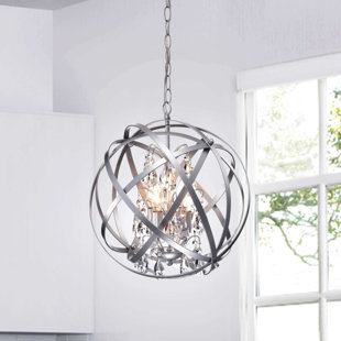 MERCER41 Zellner 4 - Light 16" Unique Globe Chandelier with Crystal Accents