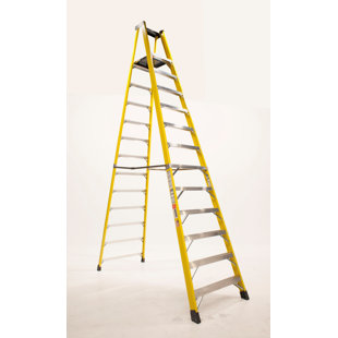 BAUER CORPORATION 14 ft Fiberglass Step Ladder with 375 lb. Load Capacity
