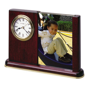 HOWARD MILLER® Portrait Mid-Century Modern Analog Quartz Tabletop Clock in Rosewood Hall/Polished Brass