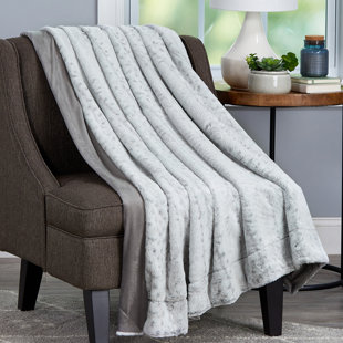 PLYMOUTH HOME LHC Plush Blanket for Home Décor - Hypoallergenic Faux Rabbit Fur Couch Throw for Sofas and Beds