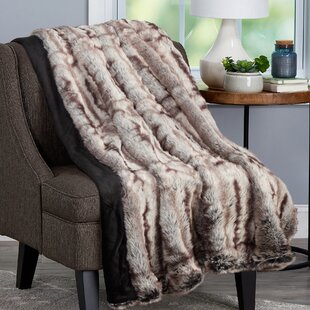 PLYMOUTH HOME LHC Faux Fur Throw Blanket - Soft, Luxurious, Hypoallergenic Premium Faux Chinchilla Fur Cover with Faux Mink Back and Gift Box by Lavish Home