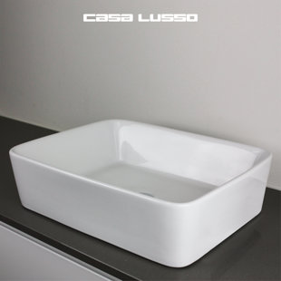 GLASS WAREHOUSE Cielo Bench Mount Ceramic Rectangle Vessel Bathroom Sink