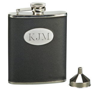 CREATIVE GIFTS INTERNATIONAL 6 Oz. Stainless Steel Flask with Engraving Plate