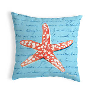 BETSY DRAKE INTERIORS Starfish No Pattern And Not Solid Color Indoor/Outdoor Reversible Throw Pillow