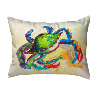 BETSY DRAKE INTERIORS Crab Indoor/Outdoor Reversible Throw Pillow