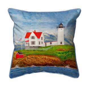 BETSY DRAKE INTERIORS Nubble Lighthouse Indoor/Outdoor Reversible Throw Pillow