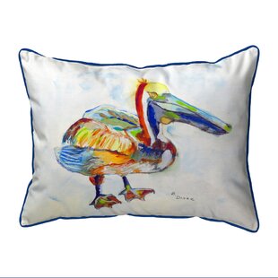 BETSY DRAKE INTERIORS Heathcliff Pelican Indoor/Outdoor Reversible Throw Pillow