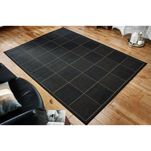 WADE LOGAN Minas Machine Woven Anti Slip Black Area Rug