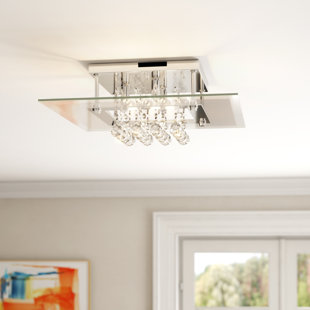 ROSDORF PARK Homcom Glass Semi Flush Mount