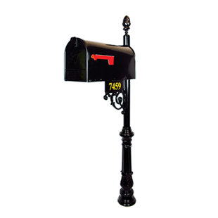 ADDRESSES OF DISTINCTION Essex Aluminum Post Mounted Mailbox with Personalized Number Plate
