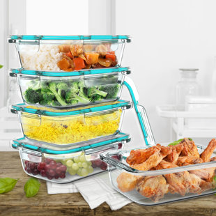 REBRILLIANT Pablo Glass Food Storage Containers - Dishwasher and Microwave-Safe Glassware for Meal Prep (Set of 5)
