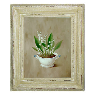 EAST URBAN HOME Lilly Of Valley In Vase - Single Picture Frame Painting on Canvas