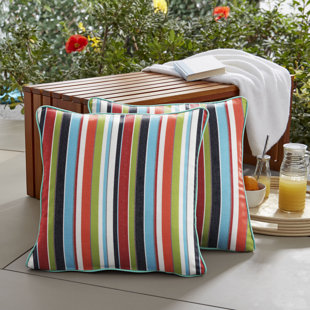 MOZAIC COMPANY Kerrey Striped Sunbrella® Indoor/Outdoor Reversible Throw Pillow (Set of 2)